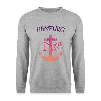 Anker Hamburg Digga - Unisex Pullover - Weißgrau meliert - Vorne - Alina (178cm) & Michal (187cm)
