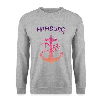 Hamburg - Unisex Pullover - Weißgrau meliert - Vorne - Alina (178cm) & Michal (187cm)