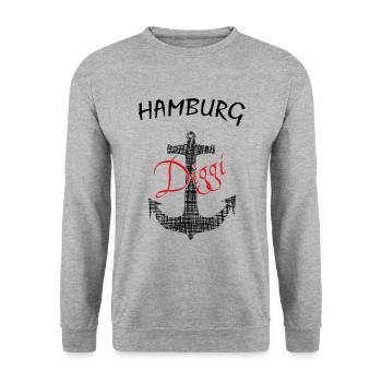 Hamburg Diggi - Unisex Pullover - Weißgrau meliert - Vorne - Alina (178cm) & Michal (187cm)