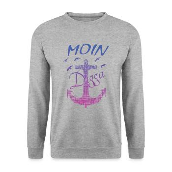 MOIN - Unisex Pullover - Weißgrau meliert - Vorne - Alina (178cm) & Michal (187cm)