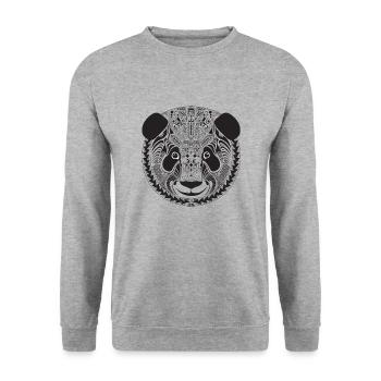 Panda inspired by the Aztecs - Unisex Sweatshirt - salt & pepper - Front - Alina (178cm) & Michal (187cm)