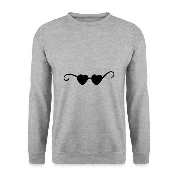 Sonnenbrille herz - Unisex Pullover - Weißgrau meliert - Vorne - Alina (178cm) & Michal (187cm)