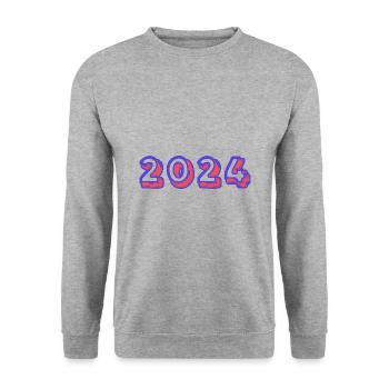 2024. FROHES NEUES JAHR. SILVESTER. NEUJAHR - Unisex Pullover - Weißgrau meliert - Vorne - Alina (178cm) & Michal (187cm)