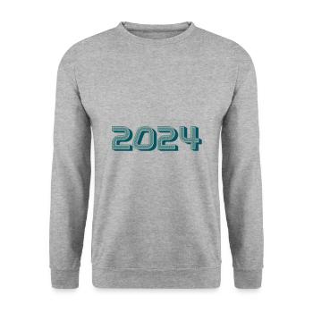 2024. FROHES NEUES JAHR. SILVESTER. NEUJAHR - Unisex Pullover - Weißgrau meliert - Vorne - Alina (178cm) & Michal (187cm)