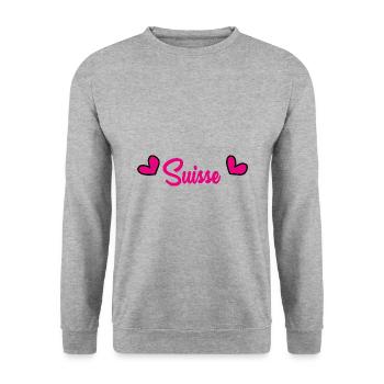 SWITZERLAND. HUMOR. COUNTRY. FLAG. GENEVA. LAUSANNE - Unisex Sweatshirt - salt & pepper - Front - Alina (178cm) & Michal (187cm)