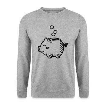 Piggy Bank Piggy Bank Saving - Unisex Sweatshirt - salt & pepper - Front - Alina (178cm) & Michal (187cm)