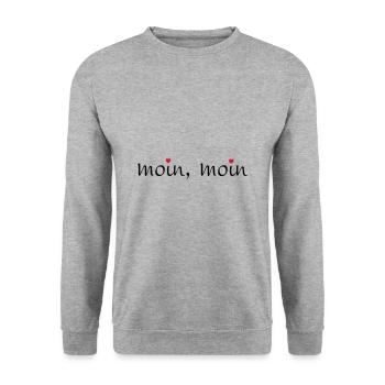 moin moin mit herzen - Unisex Pullover - Weißgrau meliert - Vorne - Alina (178cm) & Michal (187cm)