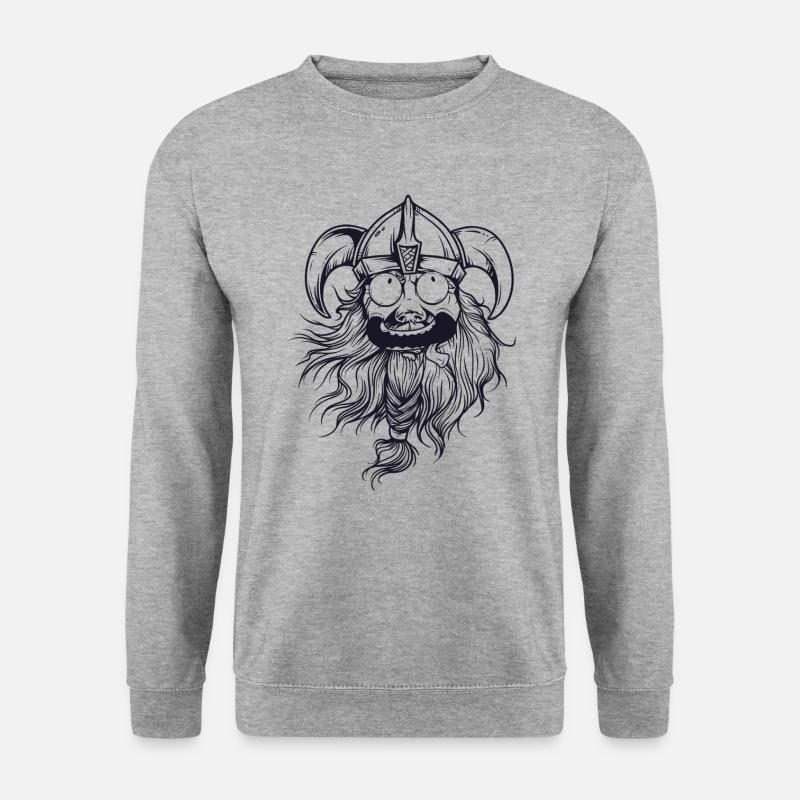 Lustige Wikinger Kopf Germane Nordisch Sage - Unisex Pullover - Weißgrau meliert
