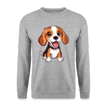 I love Beagles – Ich liebe Beagle - Unisex Pullover - Weißgrau meliert - Vorne - Alina (178cm) & Michal (187cm)