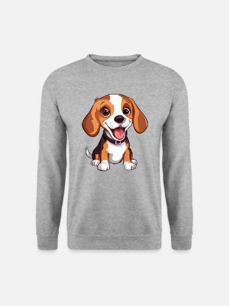 I love Beagles – Ich liebe Beagle - Unisex Pullover - Weißgrau meliert