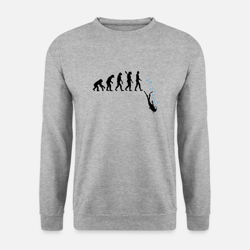 Tauchen Evolution Taucher Lustig Geschenk - Unisex Pullover - Weißgrau meliert