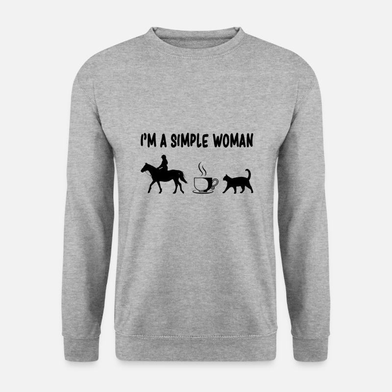 Pferde Kaffee Katzen - Unisex Pullover - Weißgrau meliert