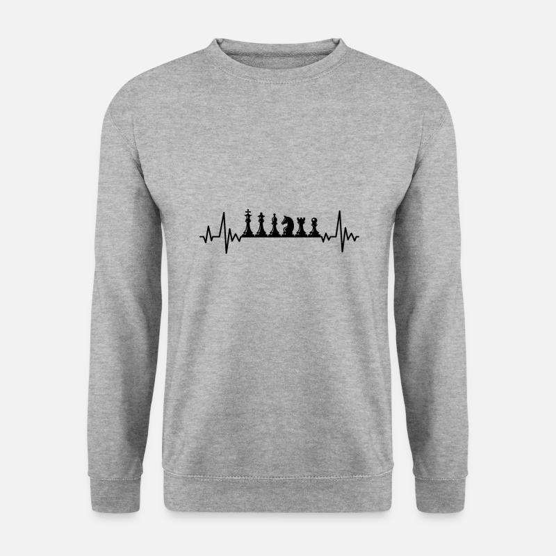 Schach Herzschlag - Unisex Pullover - Weißgrau meliert