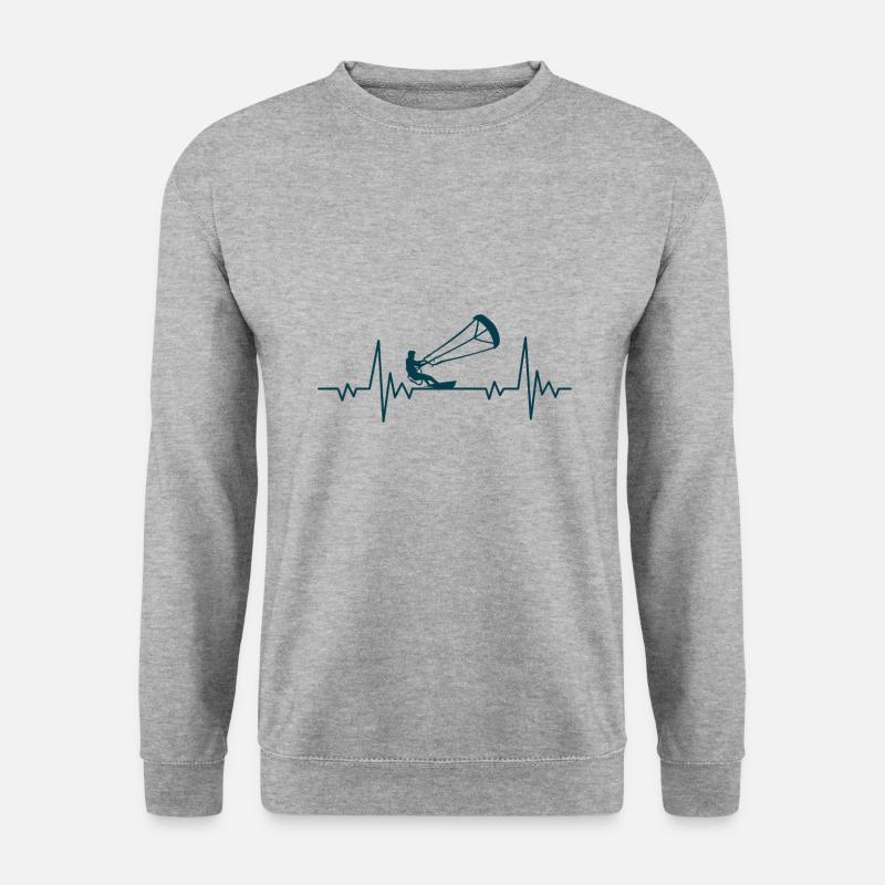 Kitesurfen Herzschlag - Unisex Pullover - Weißgrau meliert