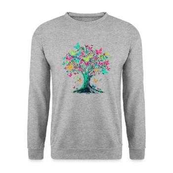 Schmetterling Baum Natur Raube Insekt - Unisex Pullover - Weißgrau meliert - Vorne - Alina (178cm) & Michal (187cm)