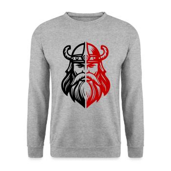 Viking Head Warrior Valhalla Odin - Unisex Sweatshirt - salt & pepper - Front - Alina (178cm) & Michal (187cm)