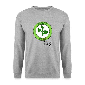 Environnement Recyclage nature Protection du climat Planète Terre - Sweat-shirt Unisexe - gris chiné - Devant - Alina (178cm) & Michal (187cm)