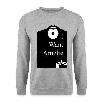 Ich will Amelie - Unisex Pullover - Weißgrau meliert - Vorne - Alina (178cm) & Michal (187cm)