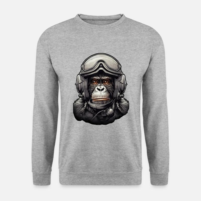 Pilot Monkey Digital Art - Unisex Sweatshirt - salt & pepper