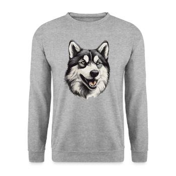 Husky Chien de traîneau Husky Head - Sweat-shirt Unisexe - gris chiné - Devant - Alina (178cm) & Michal (187cm)