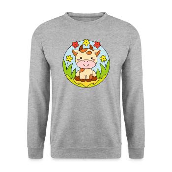 Cheerful Cow Calf Calf - Unisex Sweatshirt - salt & pepper - Front - Alina (178cm) & Michal (187cm)