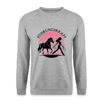 Führungskraft Pferd Reiten Geschenkidee Pferde - Unisex Pullover - Weißgrau meliert - Vorne - Alina (178cm) & Michal (187cm)