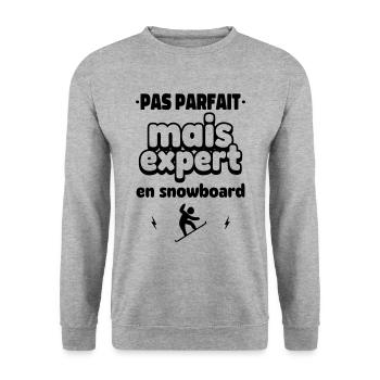expert en snowboard - Sweat-shirt Unisexe - gris chiné - Devant - Alina (178cm) & Michal (187cm)