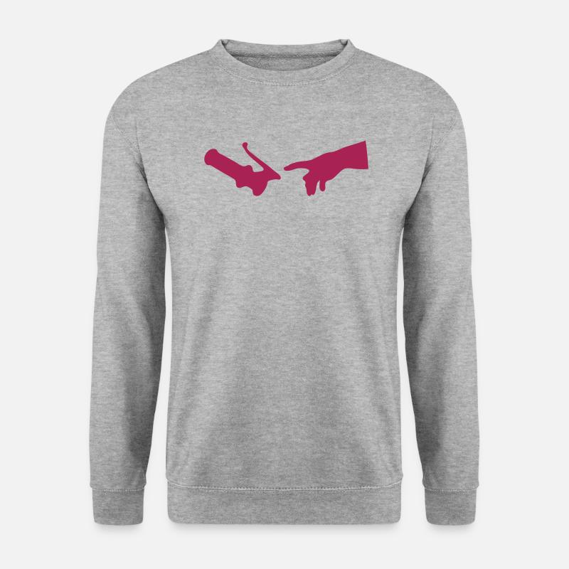 Hand Gottes und Motorradfaust 1c - Unisex Pullover - Weißgrau meliert