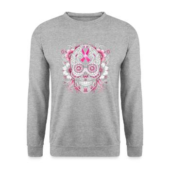 Dia De Los Muertos Mexico Sugar Skull Mexican - Unisex Sweatshirt - salt & pepper - Front - Alina (178cm) & Michal (187cm)