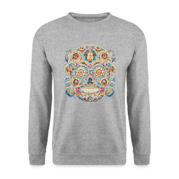 Dia De Los Muertos Mexico Sugar Skull Mexican - Unisex Sweatshirt - salt & pepper - Front - Alina (178cm) & Michal (187cm)