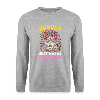 Dia De Los Muertos Mexico Sugar Skull Mexican - Unisex Sweatshirt - salt & pepper - Front - Alina (178cm) & Michal (187cm)