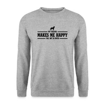 KELPIE makes me happy - Unisex Sweatshirt - salt & pepper - Front - Alina (178cm) & Michal (187cm)