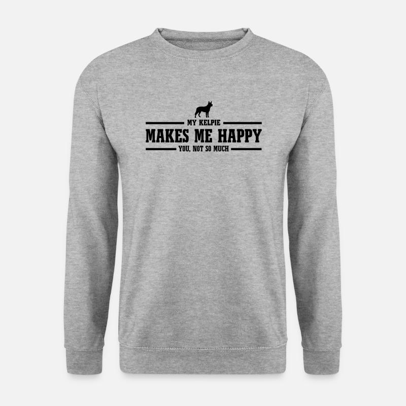 KELPIE makes me happy - Unisex Pullover - Weißgrau meliert