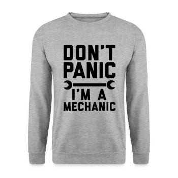 Don't panic i'm a mechanic - Sweat-shirt Unisexe - gris chiné - Devant - Alina (178cm) & Michal (187cm)