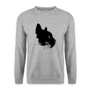 Tête de chat Chat motif chat motif chats motif - Sweat-shirt Unisexe - gris chiné - Devant - Alina (178cm) & Michal (187cm)