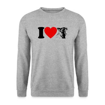 I heart lynx ladies wildcat lynx motif lynx - Unisex Sweatshirt - salt & pepper - Front - Alina (178cm) & Michal (187cm)
