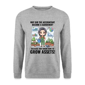 Buchhalter wurde zum Finanzgarten des Gärtners - Unisex Pullover - Weißgrau meliert - Vorne - Alina (178cm) & Michal (187cm)