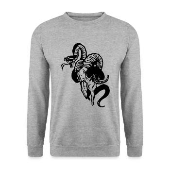 Snake in goat skull Halloween - Unisex Sweatshirt - salt & pepper - Front - Alina (178cm) & Michal (187cm)
