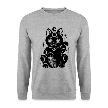Maneki Neko Gotik - Unisex Pullover - Weißgrau meliert - Vorne - Alina (178cm) & Michal (187cm)