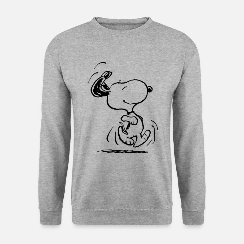 Peanuts Snoopy Freut Sich Lustig Happy Witzig - Unisex Pullover - Weißgrau meliert