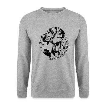 HANOVERIAN HOUND Chien de chasse Portrait Chiens de chasse - Sweat-shirt Unisexe - gris chiné - Devant - Alina (178cm) & Michal (187cm)