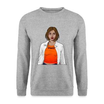 Jolie femme avec chemise sans cadre - Sweat-shirt Unisexe - gris chiné - Devant - Alina (178cm) & Michal (187cm)