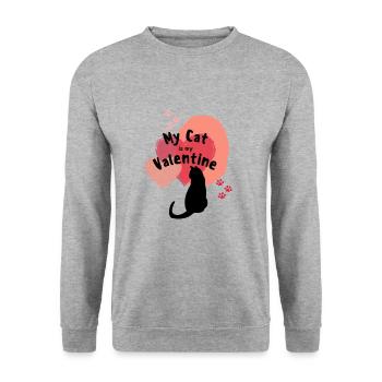 My cat is my valentine - Unisex Sweatshirt - salt & pepper - Front - Alina (178cm) & Michal (187cm)