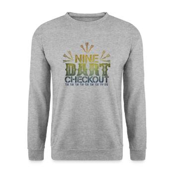 Nine Darts Checkout make 9 perfect darts - Unisex Sweatshirt - salt & pepper - Front - Alina (178cm) & Michal (187cm)