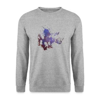 Nashorn Rhino graffiti - Unisex Pullover - Weißgrau meliert - Vorne - Alina (178cm) & Michal (187cm)