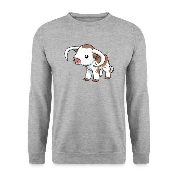 Comic Deutsch Longhorn - Unisex Sweatshirt - salt & pepper - Front - Alina (178cm) & Michal (187cm)