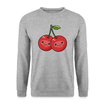 Bande dessinée cerises - Sweat-shirt Unisexe - gris chiné - Devant - Alina (178cm) & Michal (187cm)
