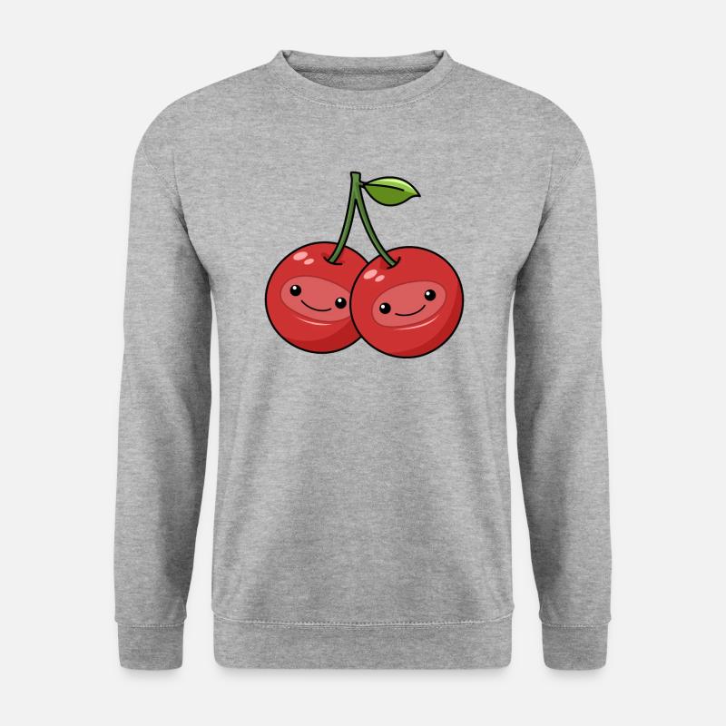 Comic Kirschen - Unisex Pullover - Weißgrau meliert