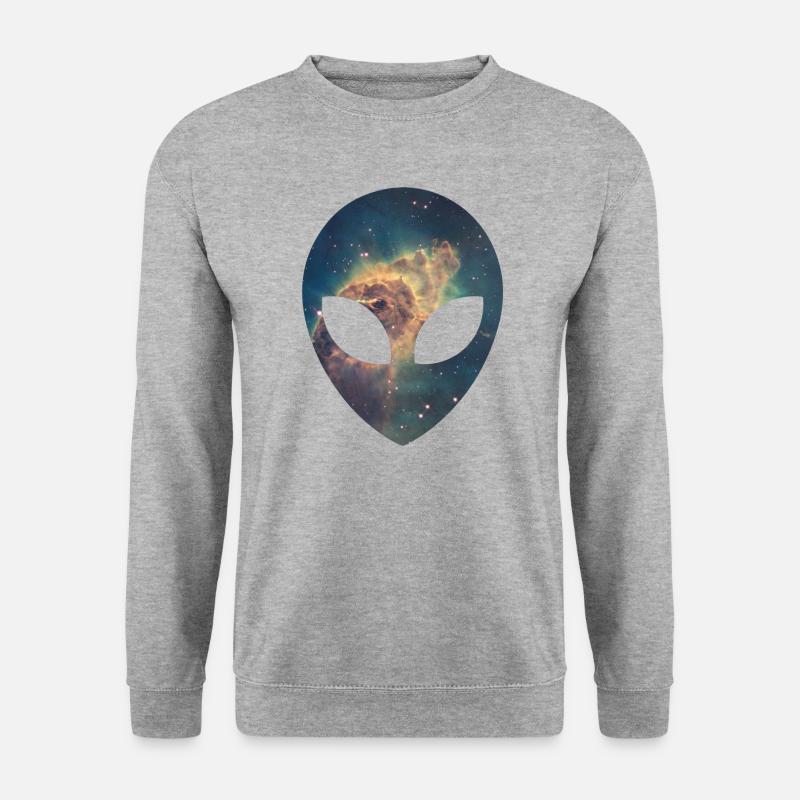 Alien Kopf Weltraum - Unisex Pullover - Weißgrau meliert