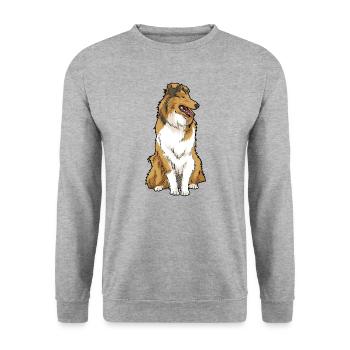 Rough Collie Long Hair Collie Dog Race - Sweat-shirt Unisexe - gris chiné - Devant - Alina (178cm) & Michal (187cm)